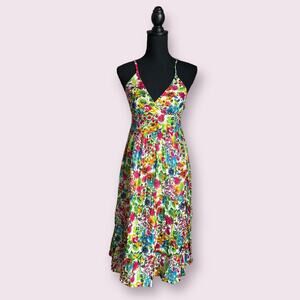 Wayan Natural Wear Cotton Flowers Midi Dress Size S/M